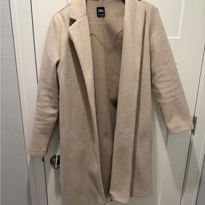 Zara Women's Beige Cardigan Coat